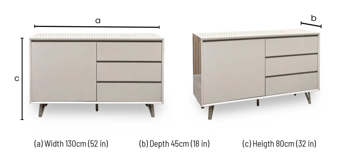 ‘Mirage’ Taupe Ceramic Top 1 Door 3 Drawer Sideboard