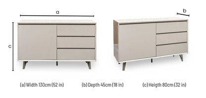 ‘Mirage’ Taupe Ceramic Top 1 Door 3 Drawer Sideboard