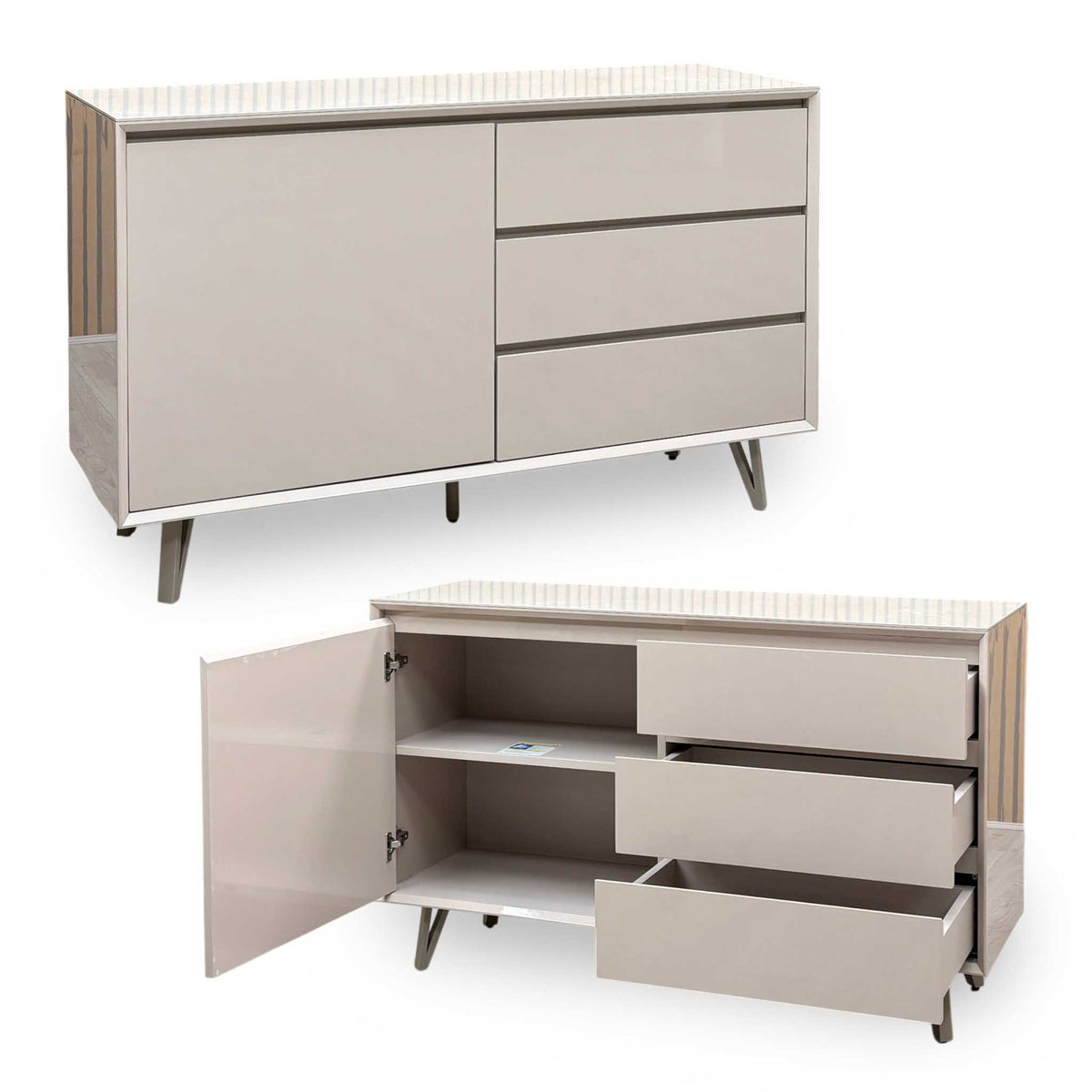 ‘Mirage’ Taupe Ceramic Top 1 Door 3 Drawer Sideboard