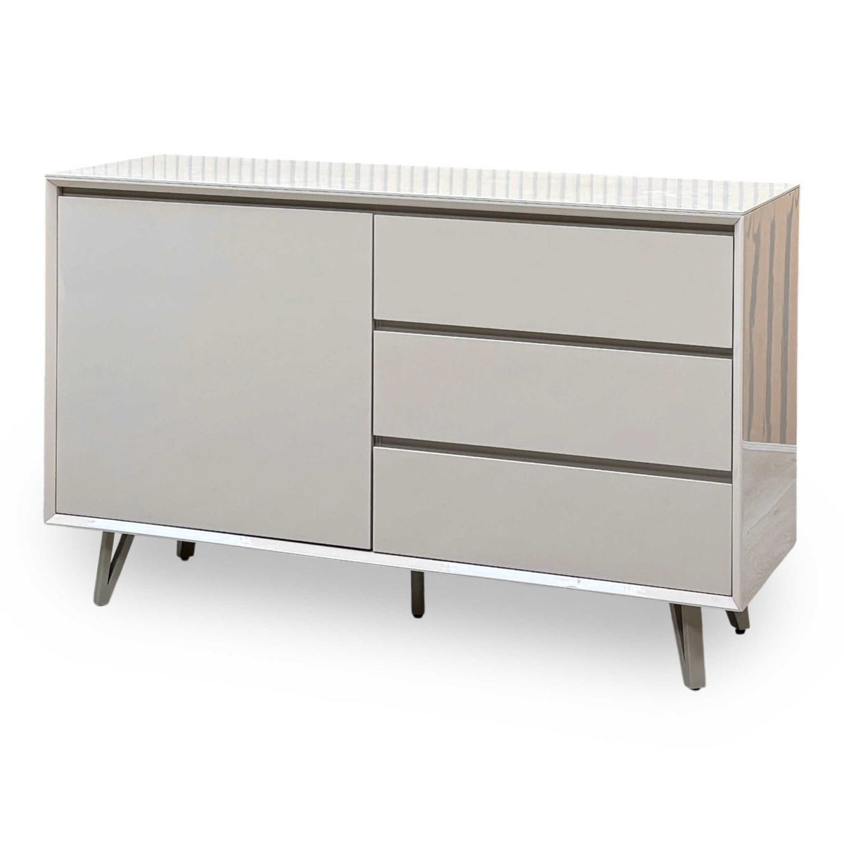 ‘Mirage’ Taupe Ceramic Top 1 Door 3 Drawer Sideboard