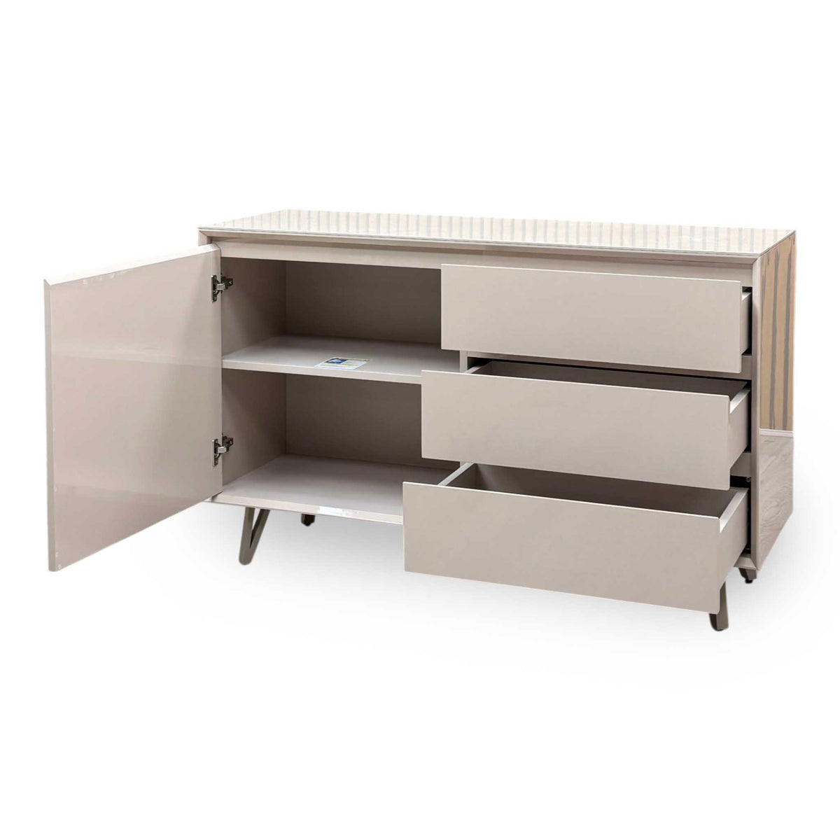 ‘Mirage’ Taupe Ceramic Top 1 Door 3 Drawer Sideboard