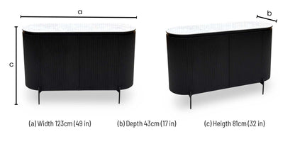 'Crete' White Ceramic Top 2 Door Sideboard