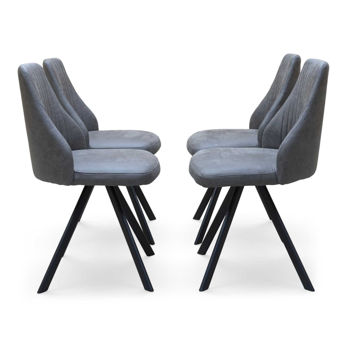 'Vida' Dark Grey Fabric Set of 4 Swivel Dining Chairs