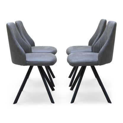 'Vida' Dark Grey Fabric Set of 4 Swivel Dining Chairs