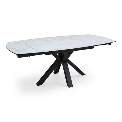 'Raul' Silver Ceramic Top 130cm Swivel Extending Dining Table