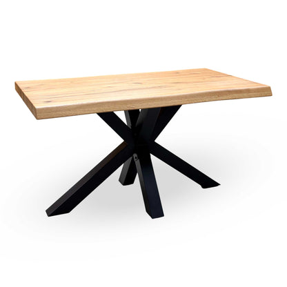 Bodahl 'Njord' 1 Oil Solid Oak Raw Edge 140cm Dining Table with Metal Star Base
