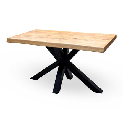 Bodahl 'Njord' 1 Oil Solid Oak Raw Edge 140cm Dining Table with Metal Star Base