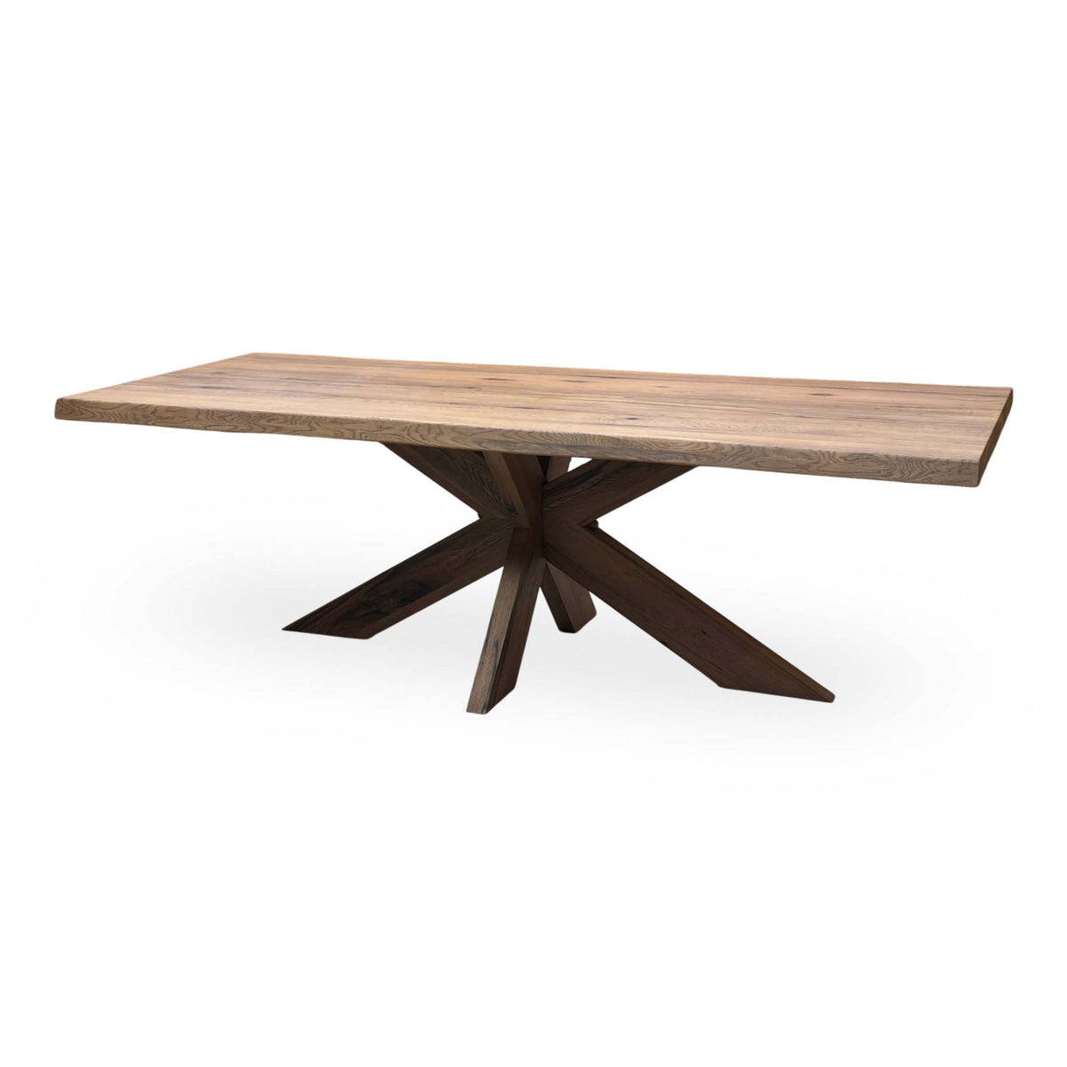 Bodahl ‘Njord’ 6 Old Bassano Solid Oak Raw Edge 240cm Dining Table with Wooden Star Base