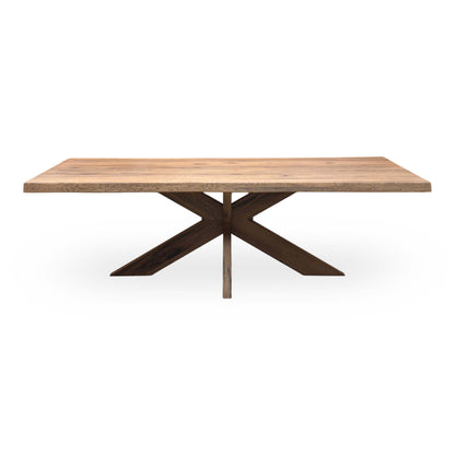 Bodahl ‘Njord’ 6 Old Bassano Solid Oak Raw Edge 240cm Dining Table with Wooden Star Base