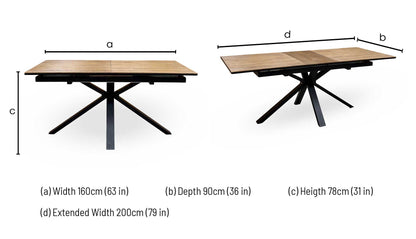 Jupiter’ Dark Oak 160cm Pop Up Extending Dining Table
