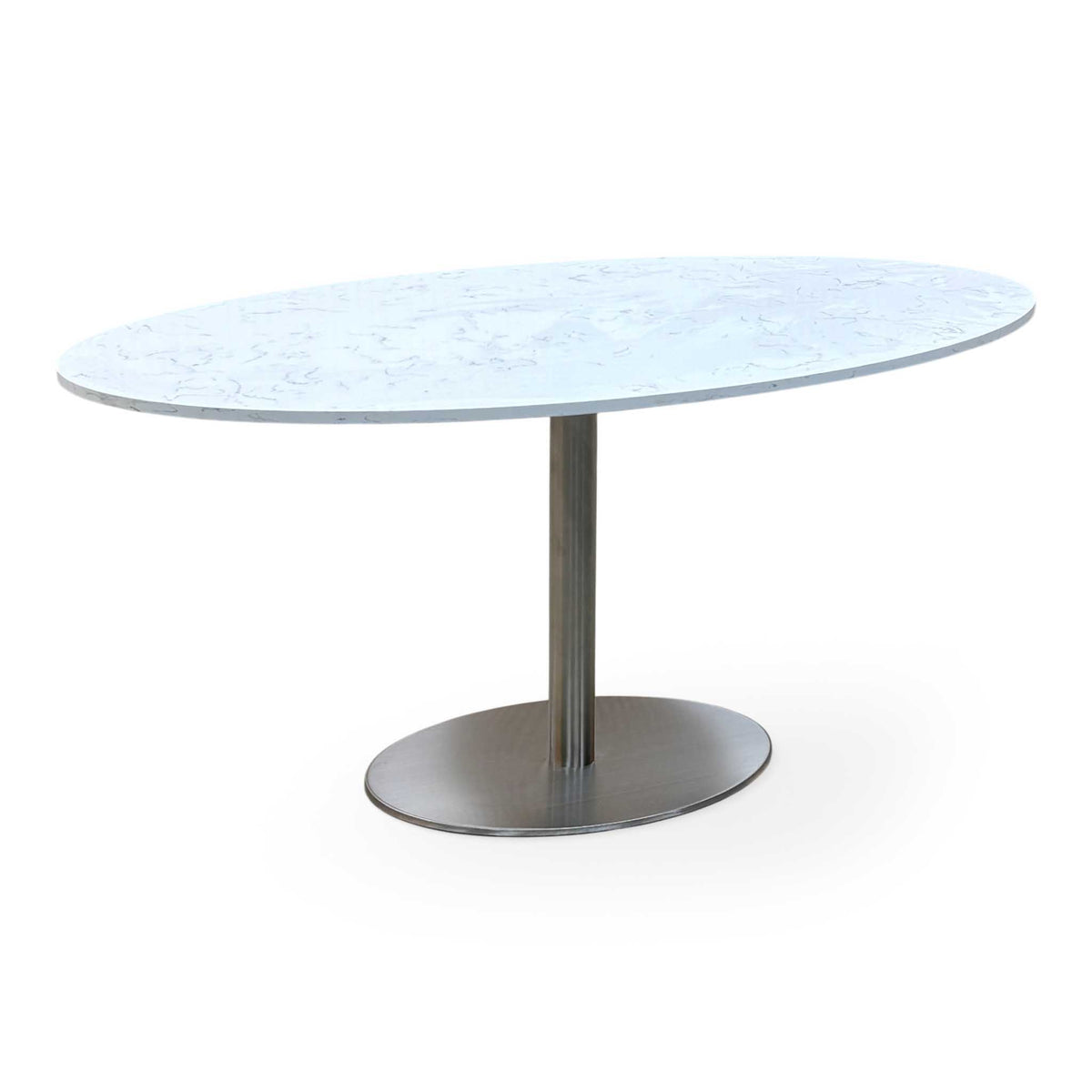 'Helsinki' Bianco Miami Quartz White Real Marble Top 160cm Oval Dining Table