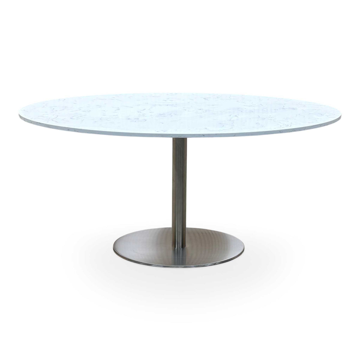 'Helsinki' Bianco Miami Quartz White Real Marble Top 160cm Oval Dining Table