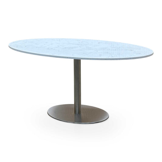 Helsinki Bianco Miami Quartz White Real Marble Top 160cm Oval Dining Table