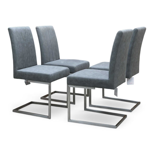 Grigio Grey Fabric Set of 4 Cantilever Dining Chairs