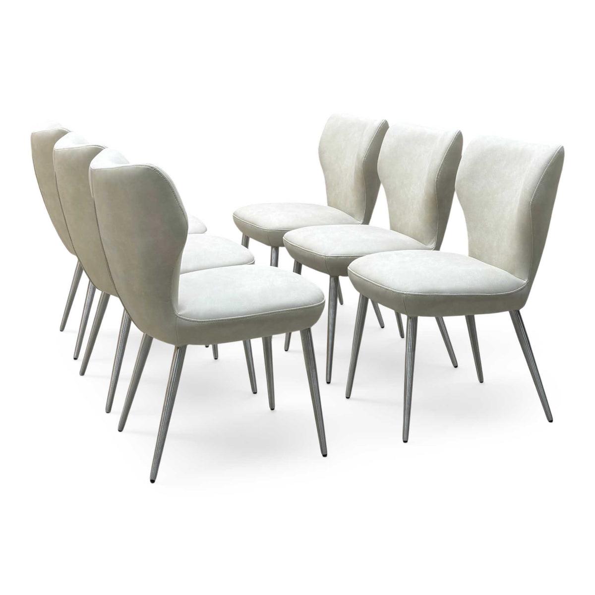 Elegante Ivory White Faux Leather Set of 6 Dining Chairs – view 5