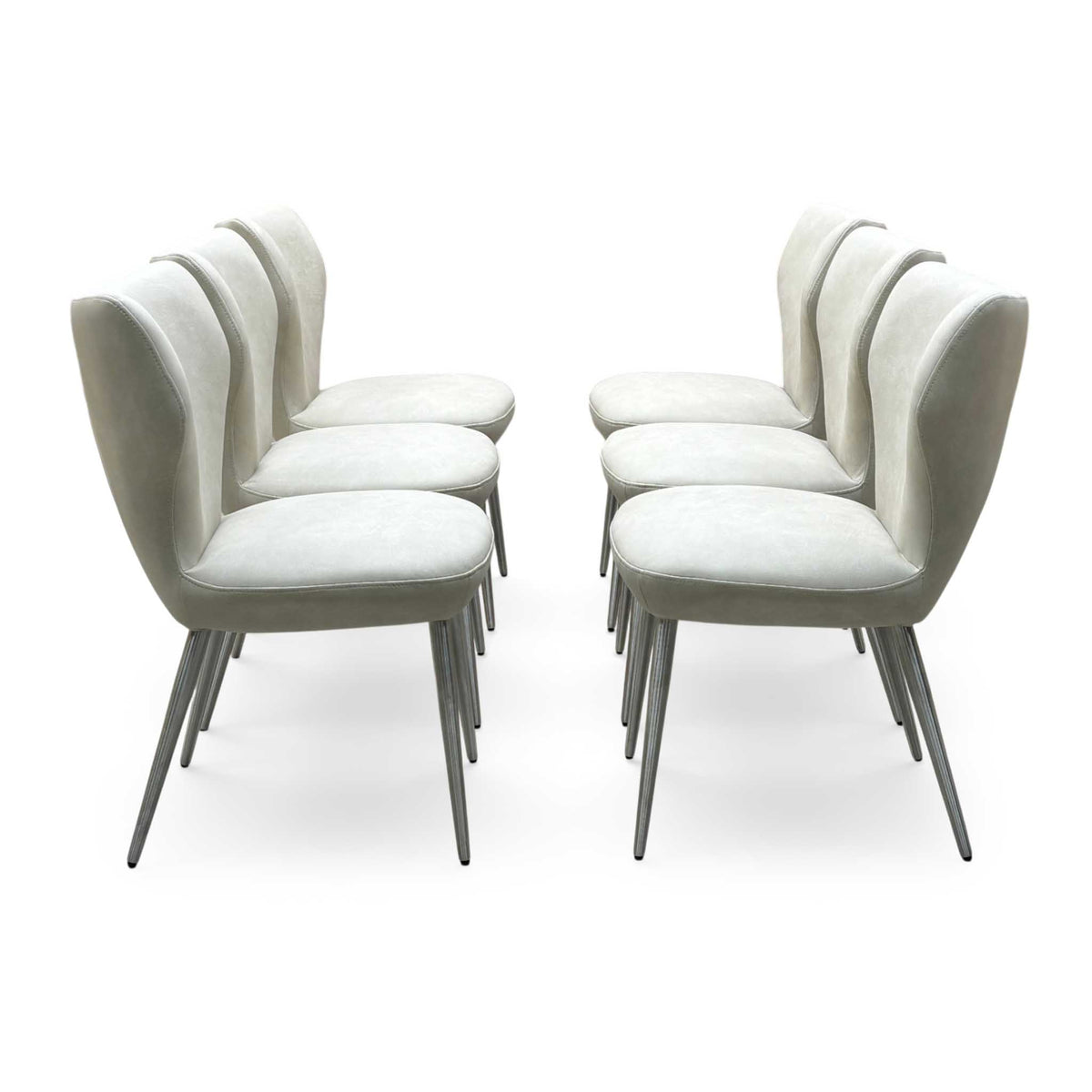 Elegante Ivory White Faux Leather Set of 6 Dining Chairs – view 4
