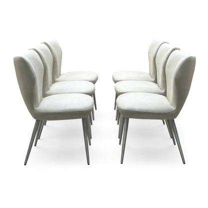 Elegante Ivory White Faux Leather Set of 6 Dining Chairs – view 4
