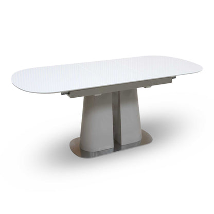 'Cashmere' 140cm Tempered Glass Pop-Up Extending Dining Table