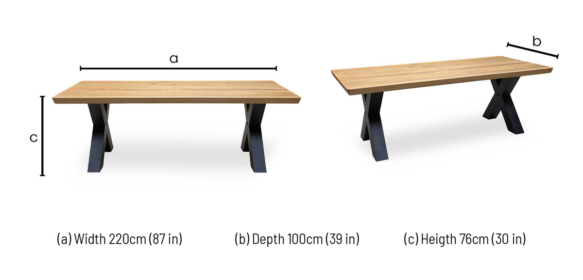 Bodahl 'Athena' 1 Oil Solid Oak Soft Edge 220cm Dining Table with X Leg