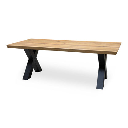 Bodahl 'Athena' 1 Oil Solid Oak Soft Edge 220cm Dining Table with X Leg
