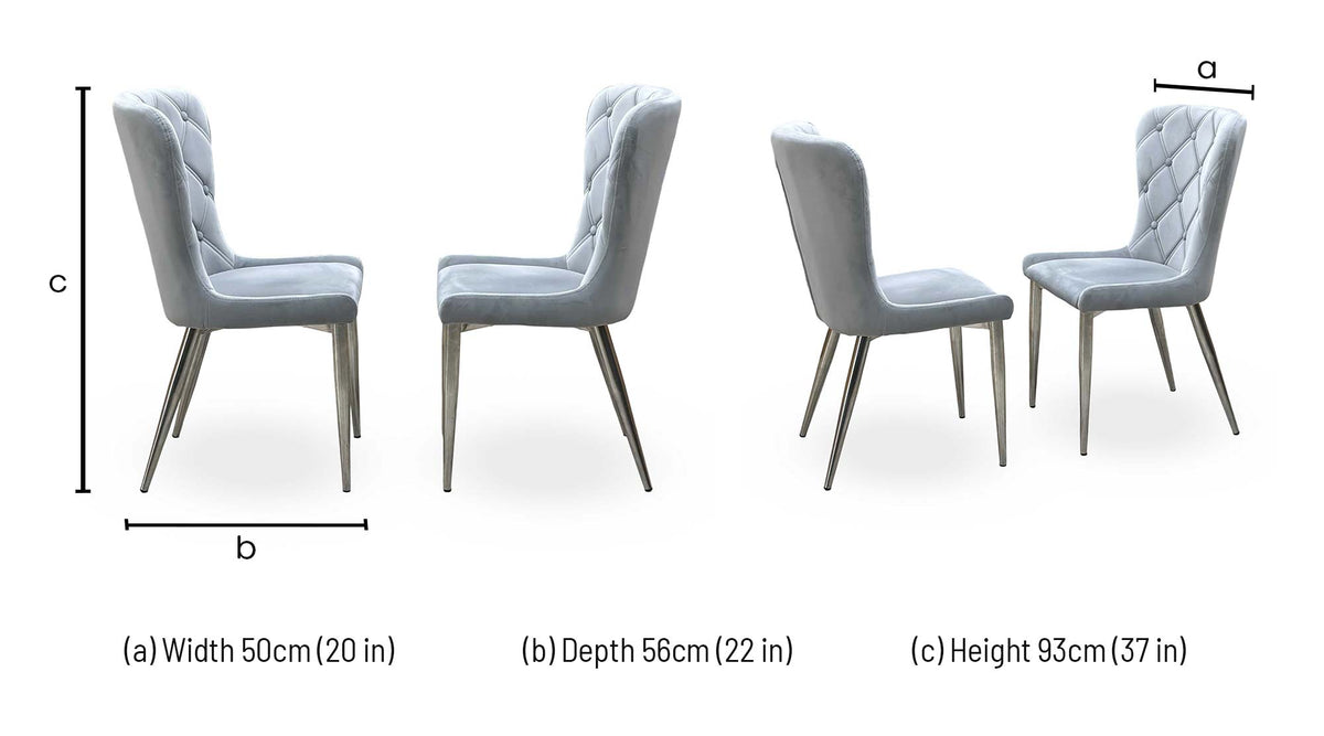 ‘Donnie’ Silver Fabric Set of 2 Button Back Dining Chairs