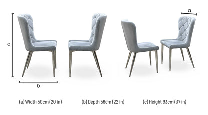 ‘Donnie’ Silver Fabric Set of 2 Button Back Dining Chairs
