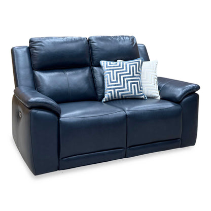 'Utah' Natural Milled Navy Blue La-4828 Leather 2 Seater Power Recliner Sofa