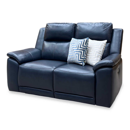'Utah' Natural Milled Navy Blue La-4828 Leather 2 Seater Power Recliner Sofa
