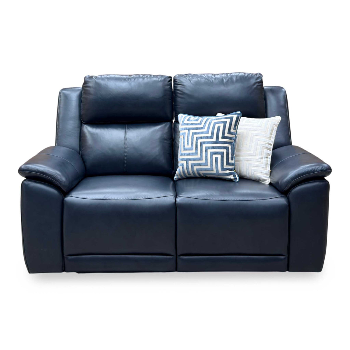 'Utah' Natural Milled Navy Blue La-4828 Leather 2 Seater Power Recliner Sofa