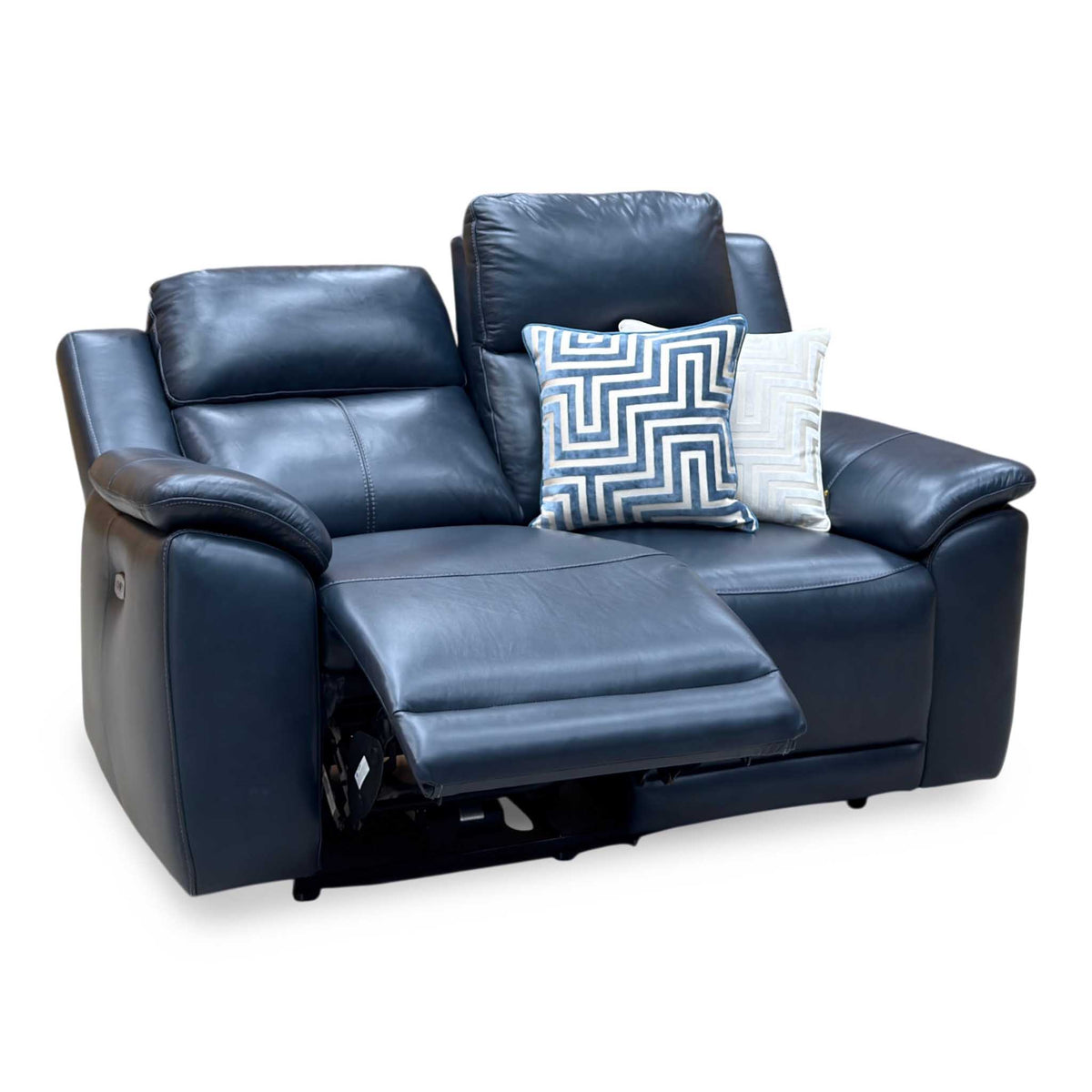 'Utah' Natural Milled Navy Blue La-4828 Leather 2 Seater Power Recliner Sofa