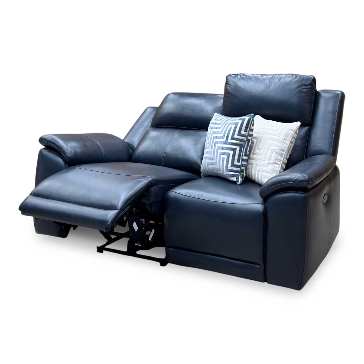 'Utah' Natural Milled Navy Blue La-4828 Leather 2 Seater Power Recliner Sofa