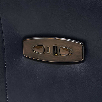 'Utah' Natural Milled Navy Blue La-4828 Leather 2 Seater Power Recliner Sofa