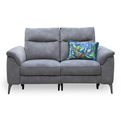 'Morgan' Dexter Mocha Grey 43504 Velvet Fabric 2 Seater Power Recliner Sofa