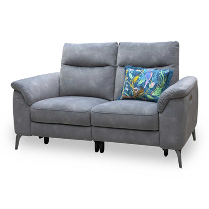 'Morgan' Dexter Mocha Grey 43504 Velvet Fabric 2 Seater Power Recliner Sofa