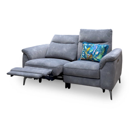 'Morgan' Dexter Mocha Grey 43504 Velvet Fabric 2 Seater Power Recliner Sofa