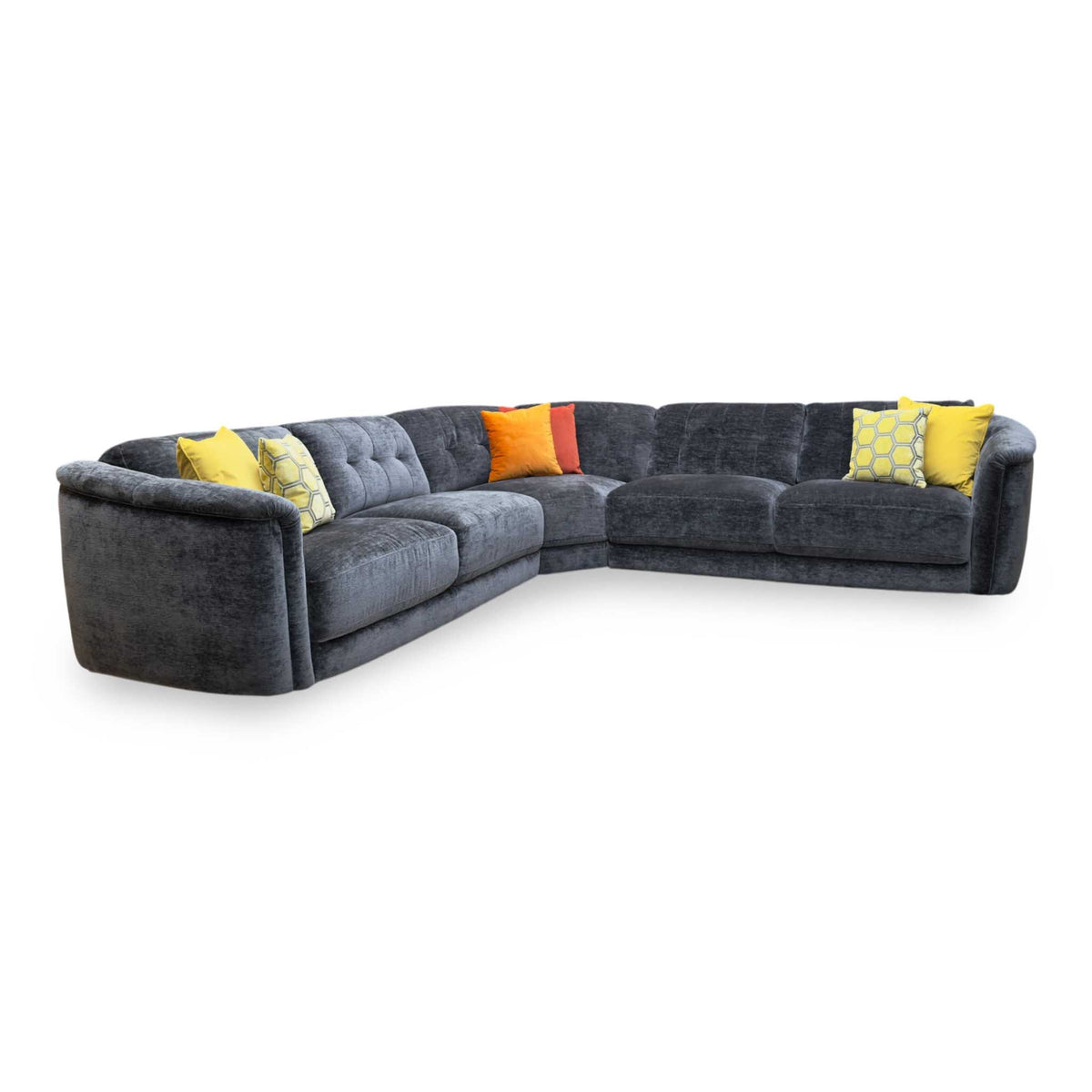 'Monarch' Aston Jet Black 47514 Linen Fabric Large Corner Sofa