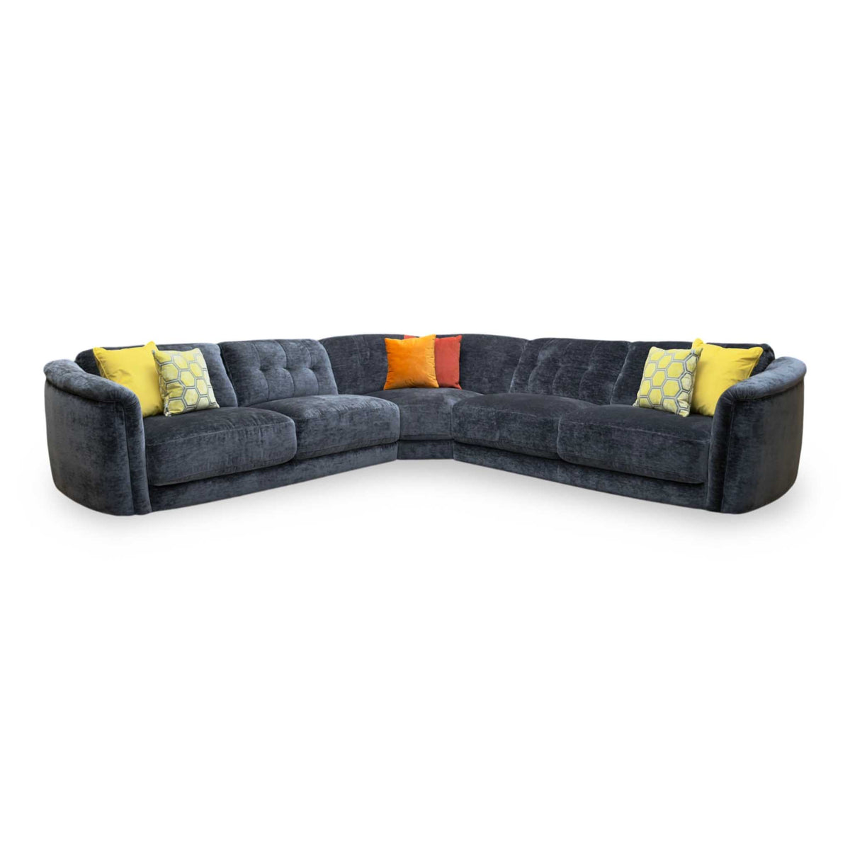 'Monarch' Aston Jet Black 47514 Linen Fabric Large Corner Sofa