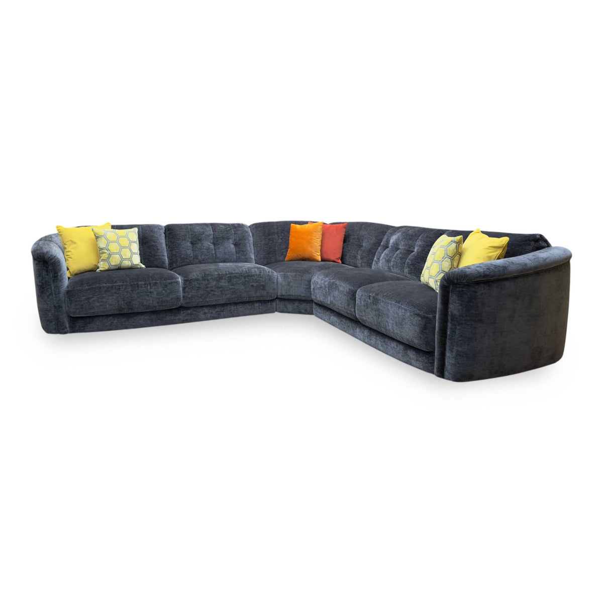 'Monarch' Aston Jet Black 47514 Linen Fabric Large Corner Sofa