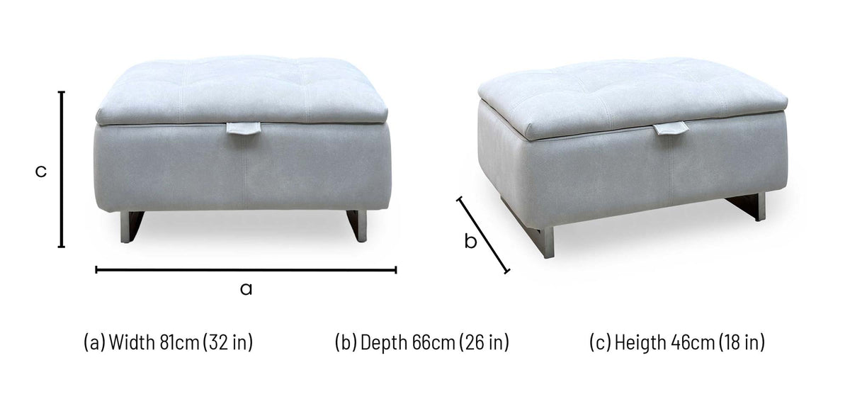 ‘Moet’ Dexter Ivory Velvet Fabric Large Storage Footstool