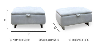 ‘Moet’ Dexter Ivory Velvet Fabric Large Storage Footstool