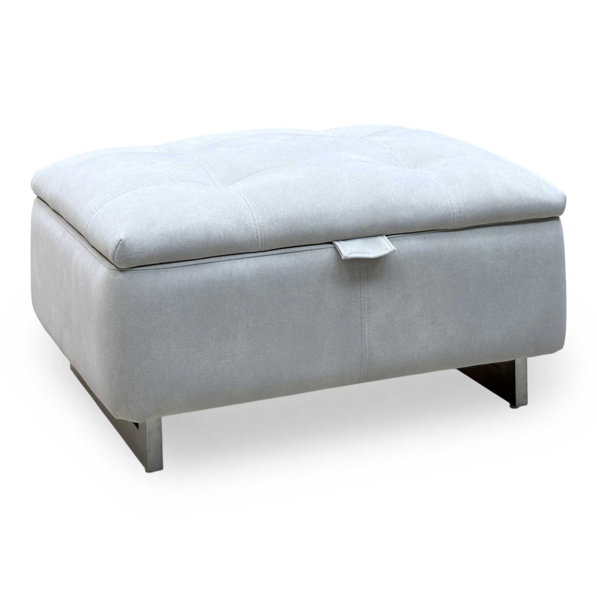 ‘Moet’ Dexter Ivory Velvet Fabric Large Storage Footstool
