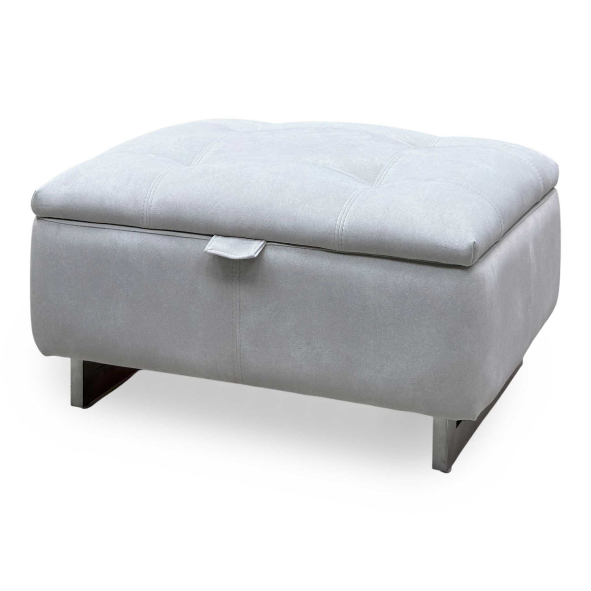 ‘Moet’ Dexter Ivory Velvet Fabric Large Storage Footstool