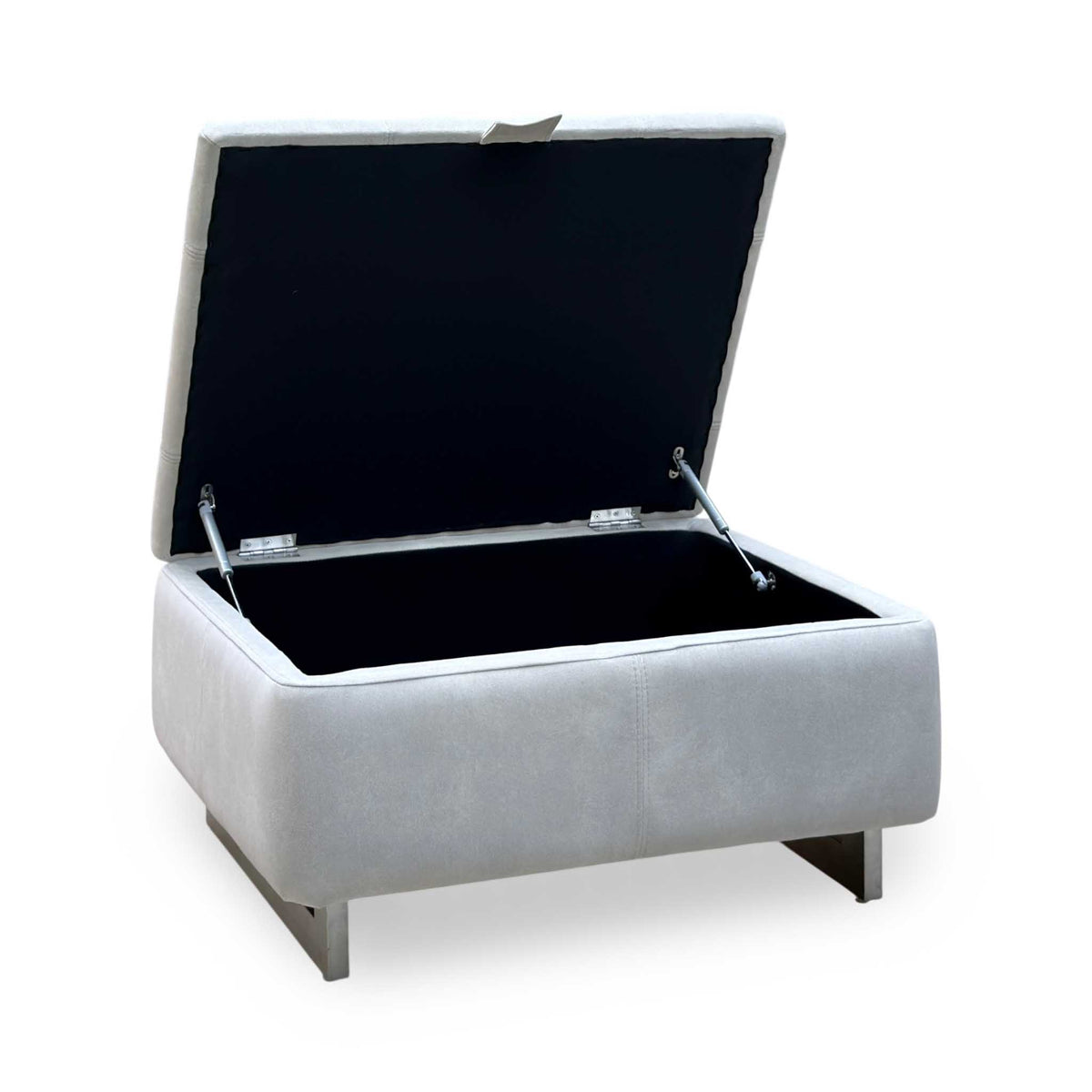 ‘Moet’ Dexter Ivory Velvet Fabric Large Storage Footstool