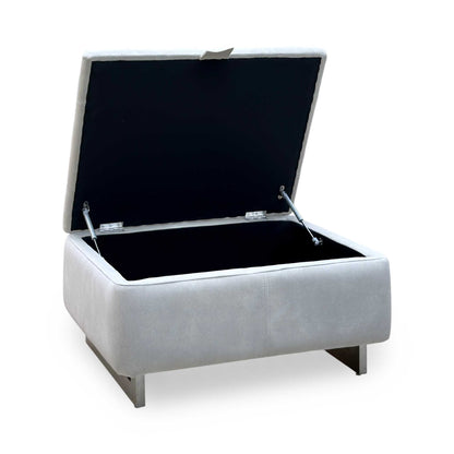 ‘Moet’ Dexter Ivory Velvet Fabric Large Storage Footstool