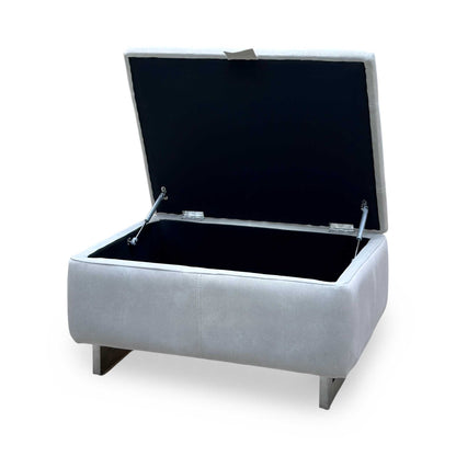 ‘Moet’ Dexter Ivory Velvet Fabric Large Storage Footstool