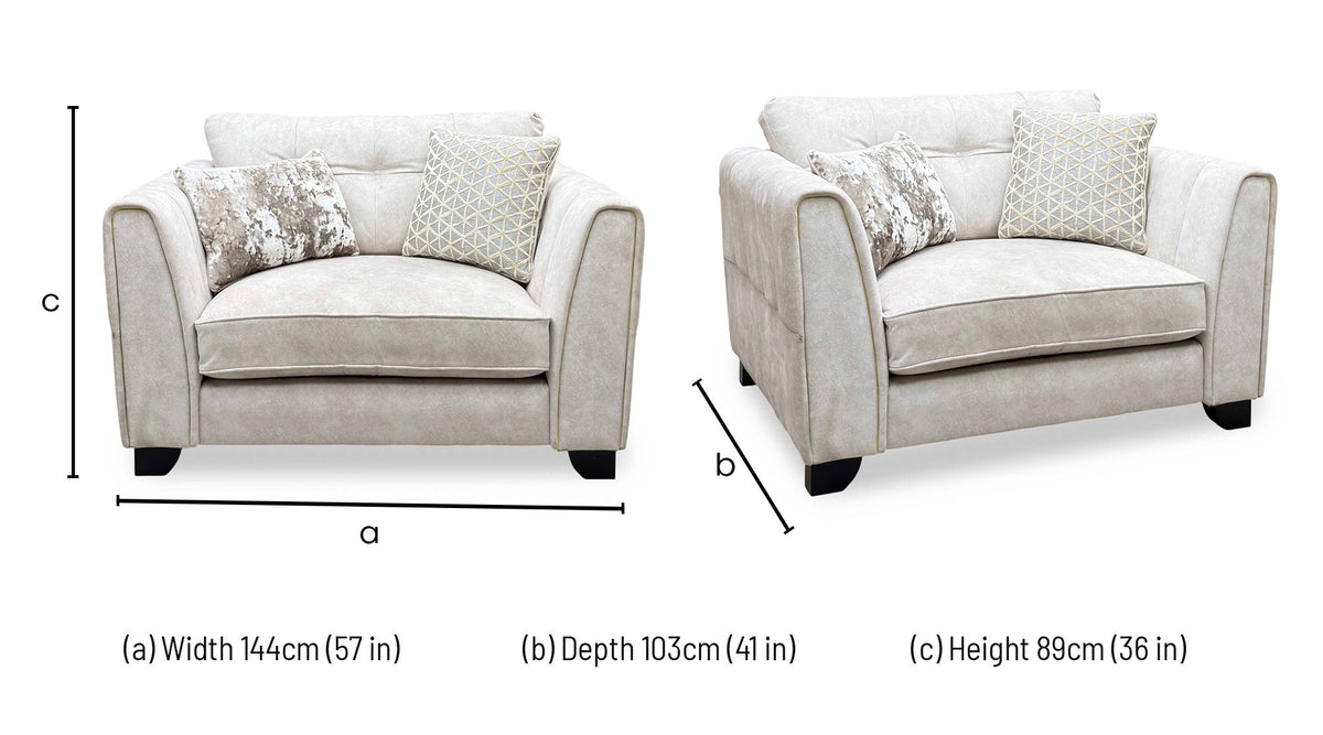 ‘Mariah’ Dapple Ivory-Tri Brass Insert Velvet Fabric Classic Back Snuggler Chair