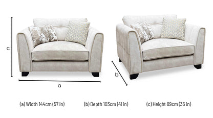 ‘Mariah’ Dapple Ivory-Tri Brass Insert Velvet Fabric Classic Back Snuggler Chair