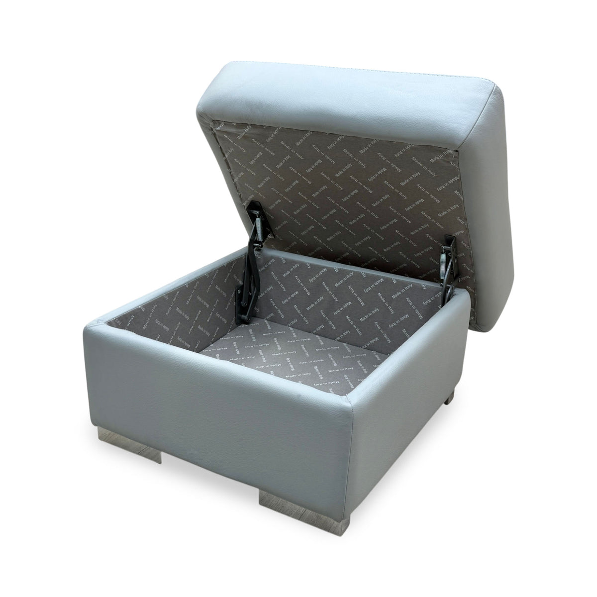 Nicoletti 'Galileo' Torello Alumino Grey Leather Storage Footstool