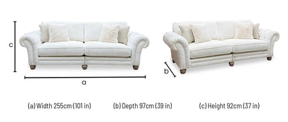 Ideal Home 'Cotswold' Burford Cream Wo Ft Fabric 4 Seater Classic Back Split Frame Sofa