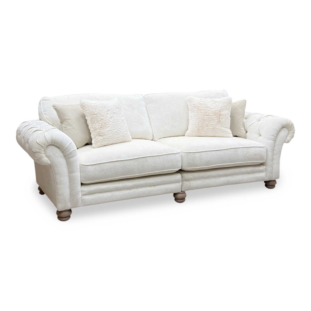 Ideal Home 'Cotswold' Burford Cream Wo Ft Fabric 4 Seater Classic Back Split Frame Sofa